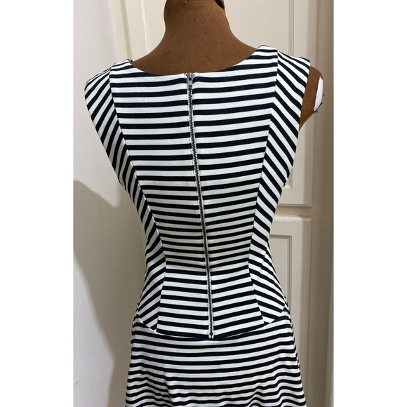 Free People Black White Stripe Fit and Flare Dress Size Small - Picture 5 of 7